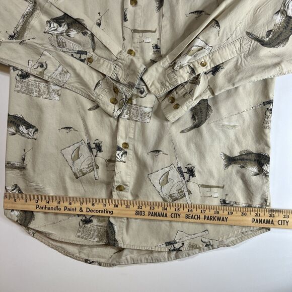 Field & Stream Shirt Mens Large Short Sleeve Fish Fishing Pole Bass Angler Beige - Picture 7 of 10